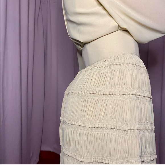 Cream Striped Maxi Skirt with Ruffled Hem - Picture 4 of 5